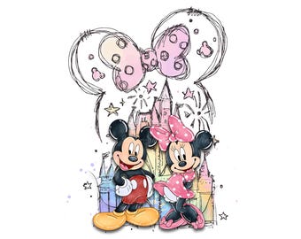 Retro Watercolor Mickey Mouse and Minnie Est 1928 Png Bundle, Family Vacation Png, Making Memories Png, Family Trip 2026, Digital Download