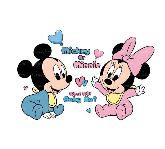 Mickey and Minnie Gender Reveal Png, Baby Mouse Png, Boy or Girl