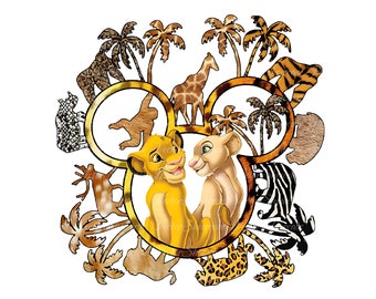 Tierreich Shirt Png, Wild Trip Png, König der Löwen Simba und Nala Süßer Valentinstag Familienurlaub Png, Familienausflug Png, Sublimation