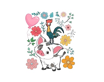 Retro Pua And Heihei Moana Png, Moana Png, Pua And Heihei Png, Pua Png, Hei Hei Png, Only Png, Digital File