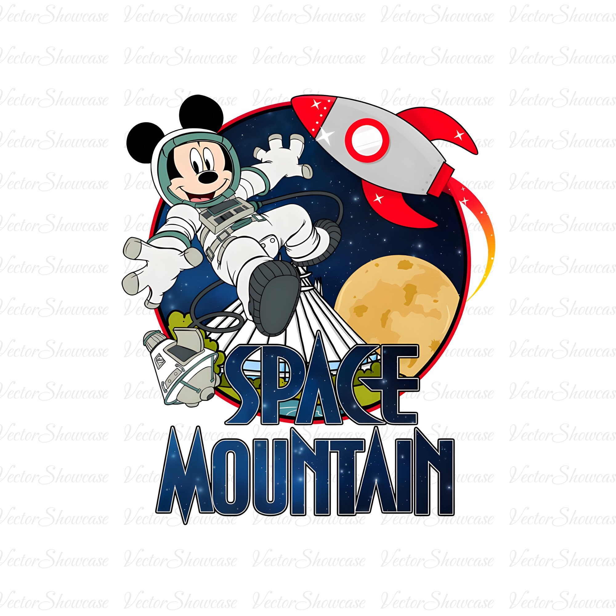 Mouse and Friends Space Png, 90's Space Mountain Png, Astronaut