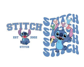 Stitch Png, Retro Stitch Png, Stitch Svg, Stitch Castle Png, Balões Png, Personagem Engraçado Png, Verão Png, Arquivo Png Para Sublimação