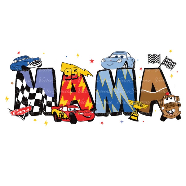 Mama Cartoon Car Movie PNG, Family Vacation Png, Retro Mama Png, Mom Shirt Png, Gift For Mother's Day Png, Car 95 Png, Digital Download