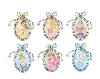 Vintage Watercolor Princess Squad Coquette Magical Mirror Bow Png, Princess Trip, Girls Trip, Princess Characters Baby Girlies Png