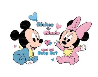 Mickey and Minnie Gender Reveal Png, Baby Mouse Png, Boy or Girl, New Mom Shirt, Gender Party Tees, Vacay Mode Png, Gender Party Tees Png