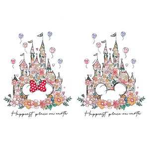 Happiest Place On Earth PNG bundle, Magical Castle Floral Png, Magic Kingdom Png, Family Vacation Png, Family Shirt Png, Vintage Kingdom Png