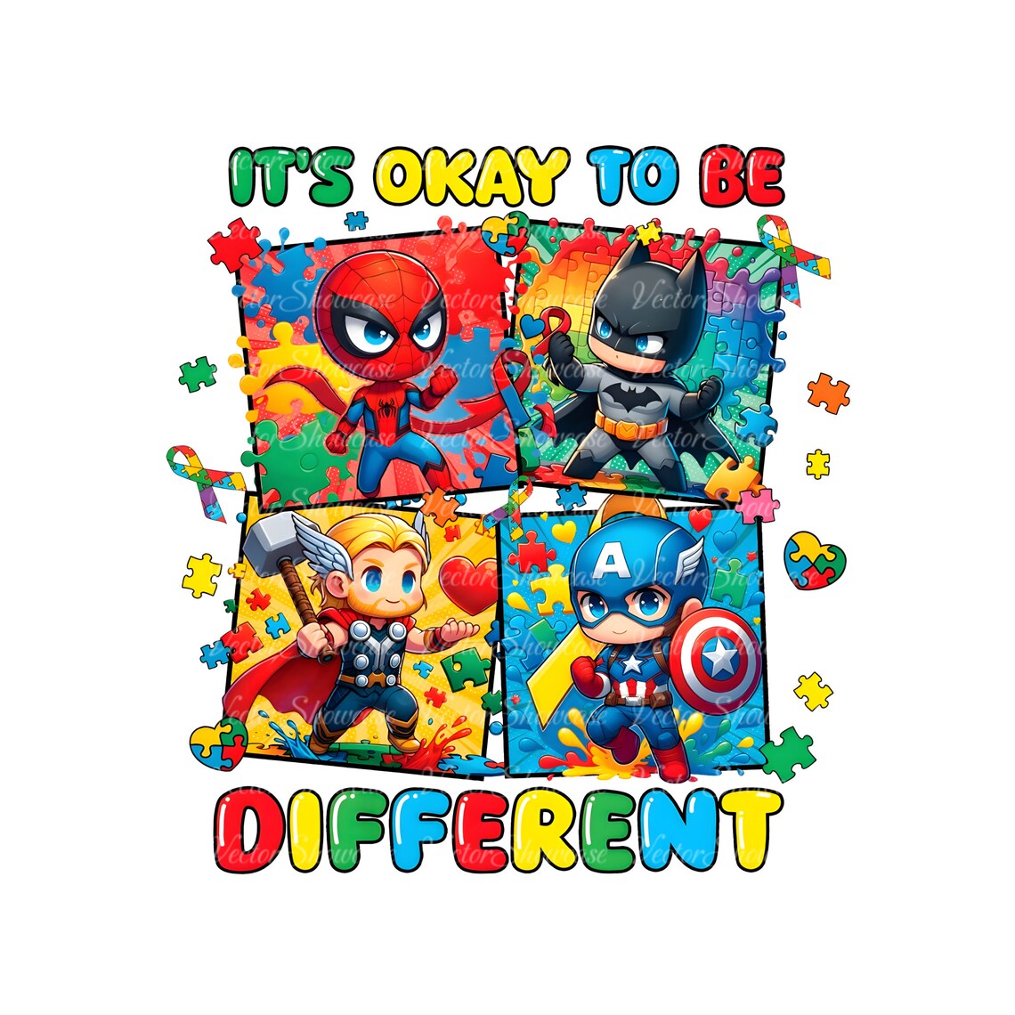 Squad Superhero Autism Cartoon Png, It’s Okay to Be Different Png ...