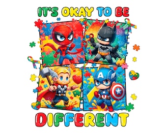 Squad Superhero Autism Cartoon Png, It’s Okay To Be Different Png, Awareness Png, Be Kind Png, Puzzle Png, Autism Kid Png, Digital Download