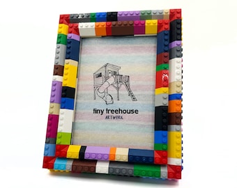 5x7inch Multi Colored Bevel Lego Brick Photo Frame w/ 4x6in Picture Mat