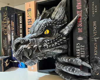 Dragon unique bookend - Book-inspired Booktok Merch 3D printed fantasy bookend large dragon head for bookworms