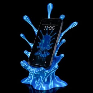 3D-printed Splash phone holder with docking station – Stylish smartphone holder in splash design