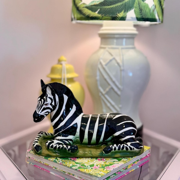 Vintage Hollywood Regency Ceramic Zebra Figurine-MCM