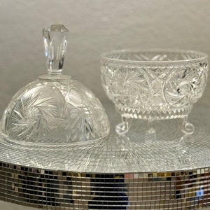 Vintage Round Crystal Dish with lid