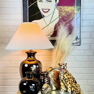 1980s Art Deco Royal Haeger Bronze Vase-Josef Originals Ceramic Leopard Collection