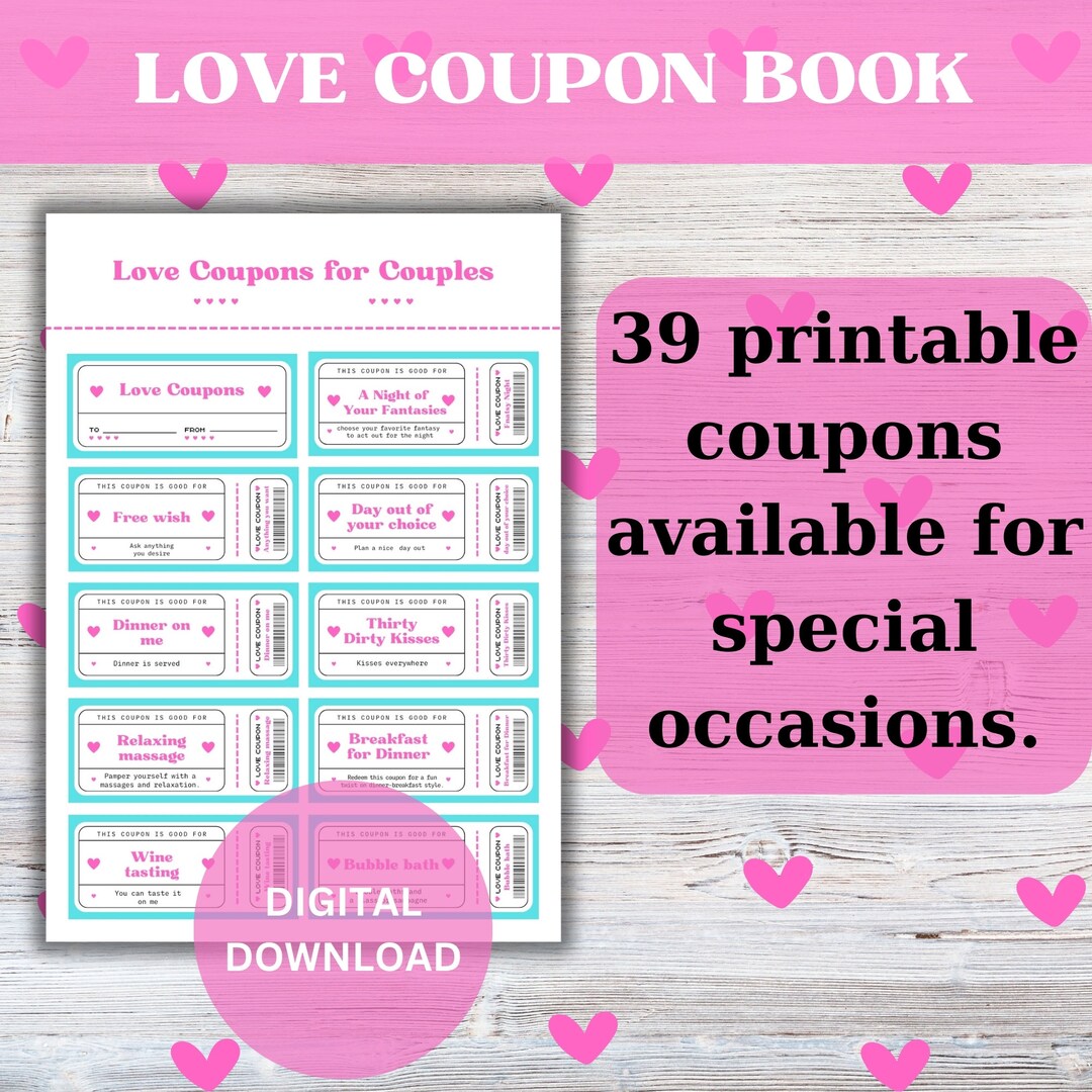 Romantic &amp; Naughty Love Coupons for Couples : Printable Vouchers ...