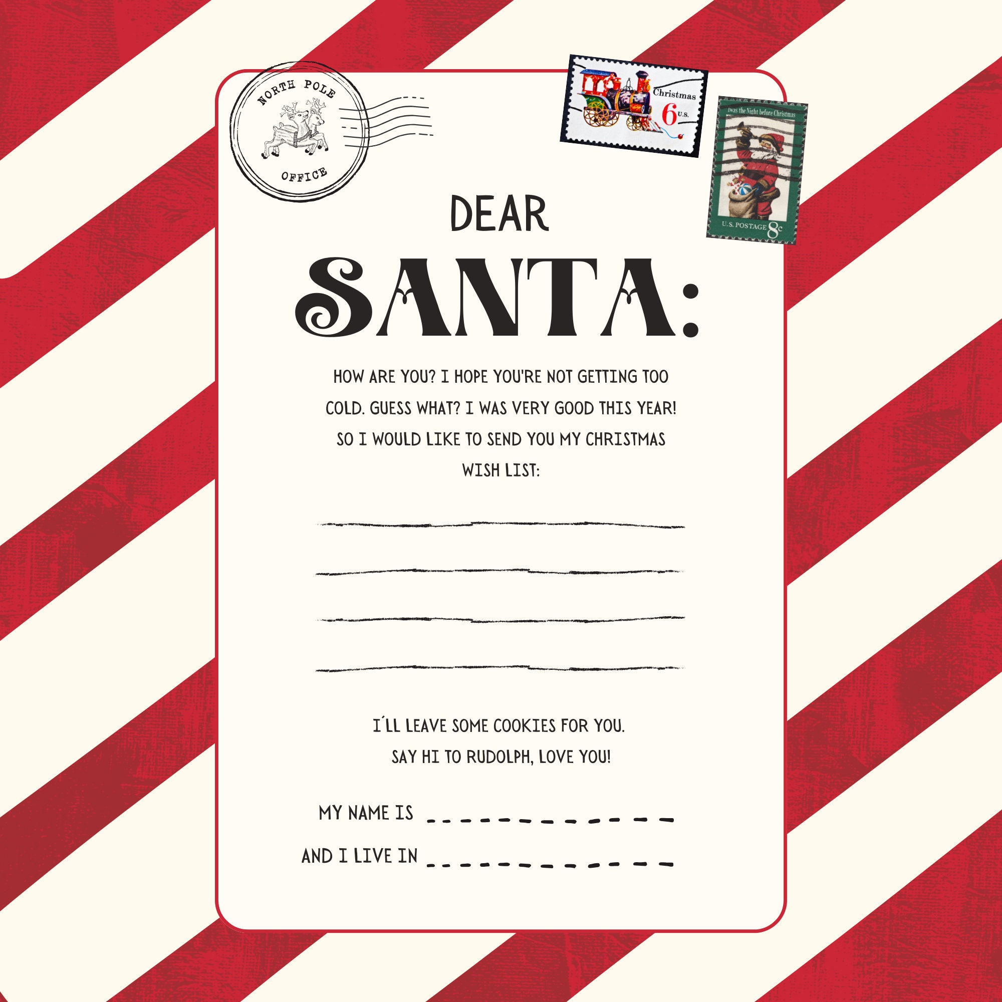 Printable Christmas Letter to Santa Christmas Gift List Instant ...