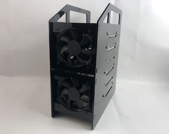 Cesta rack para 6 discos duros HDD 3.5 .DXF acrílico de 3mm de espesor