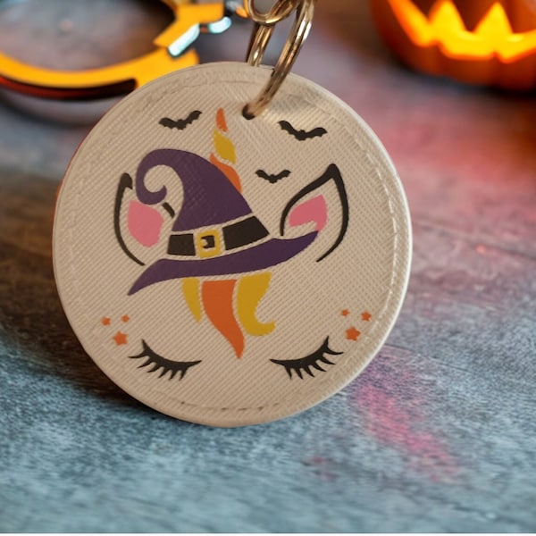 Portachiavi Personalizzato per Halloween con Unicorno Stregato