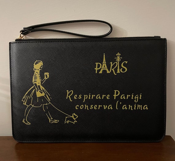 Paris themed wristlet clutch