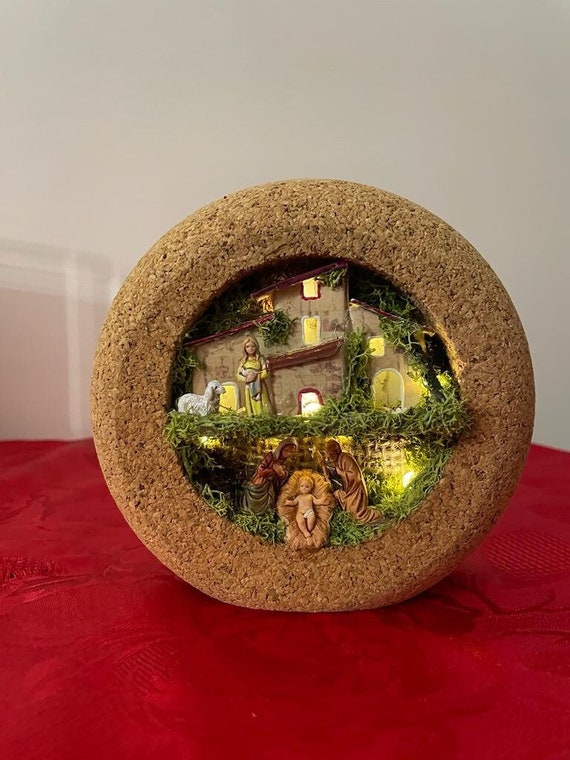 Handcrafted cork nativity scene 95 mm (Made in Italy)