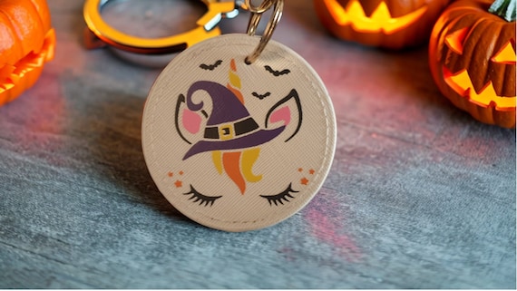 Personalized Keychain for Halloween with Haunted Unicorn