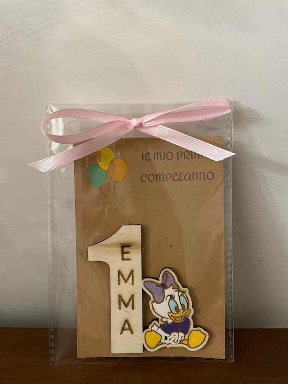 Girl's first birthday favors - Personalized wooden magnets