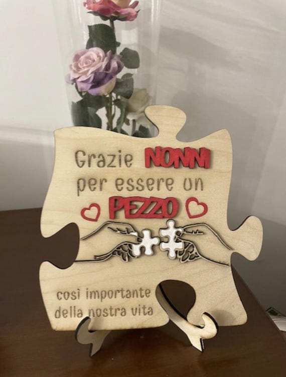 Wooden Puzzle Ornament for Grandparents (Grandparents Day)