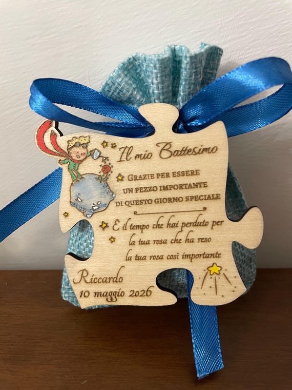 Bomboniere per Battesimo - Calamite Puzzle in Legno - Piccolo Principe (sacchetto)