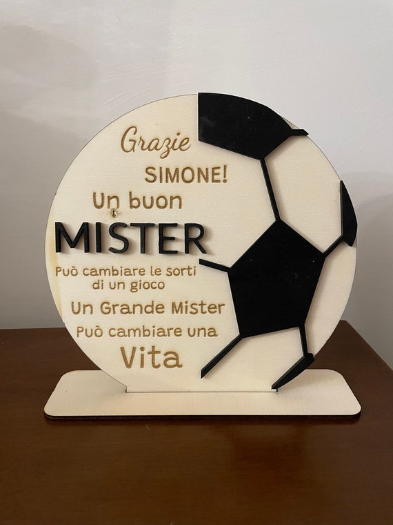 Handmade Wooden Soccer Ball Shaped Plaque with Dedication - Perfect Gift for Coaches