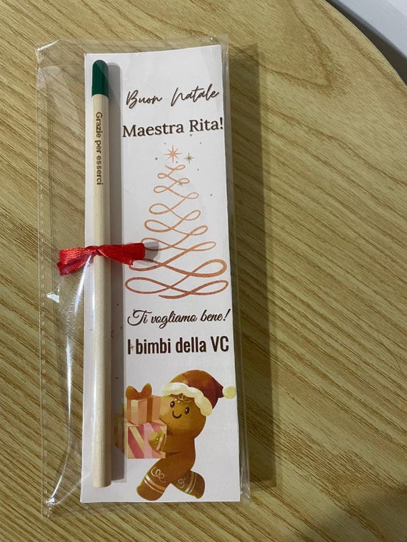 Teacher Christmas Gift Set: Personalized Christmas Card/Bookmark + Plantable Pencil