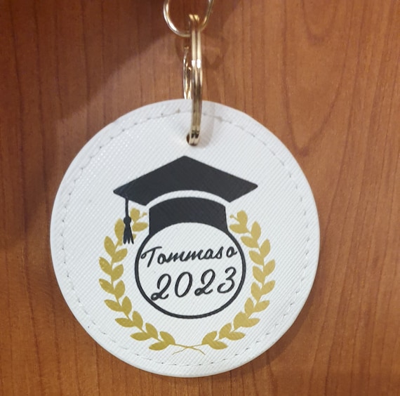 Personalized graduation themed key ring