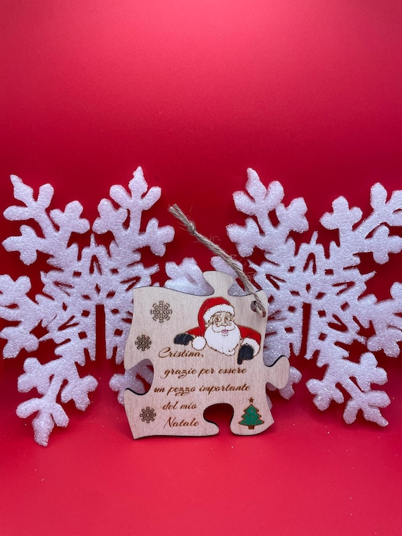 Personalized Christmas Decoration in the Shape of a Puzzle Piece (Friends Gift Idea)