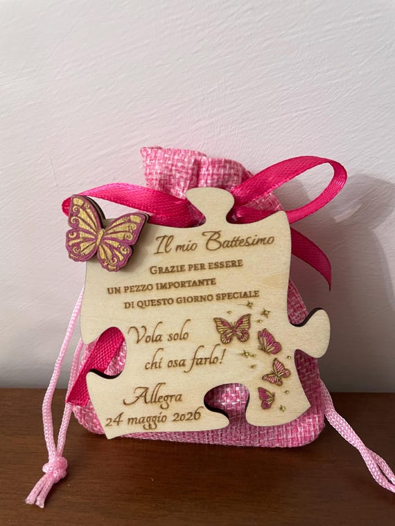 Baptism Favors - Wooden Puzzle Magnets - Butterflies (Bag)