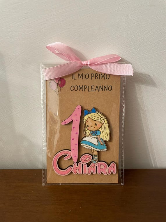 Baby Girl's First Birthday Party Favors - Personalized Wooden Magnets