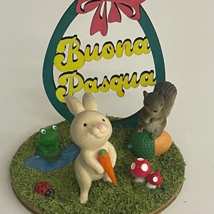Mini handcrafted Easter landscape customizable with initials (Easter gift idea)