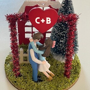 Mini handcrafted Christmas village customizable with initials