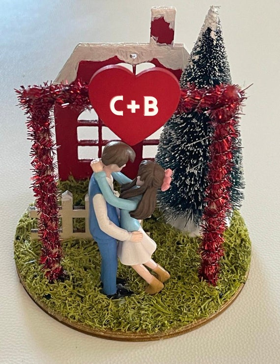 Mini handcrafted Christmas village customizable with initials