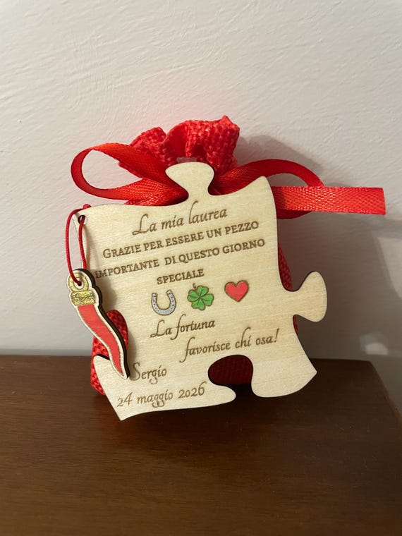 Graduation Favors, Lucky Puzzle Pieces - Personalized Wooden Magnets