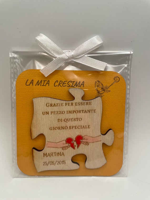 Confirmation favors for girls or boys - Personalized wooden magnets "Union of hearts"