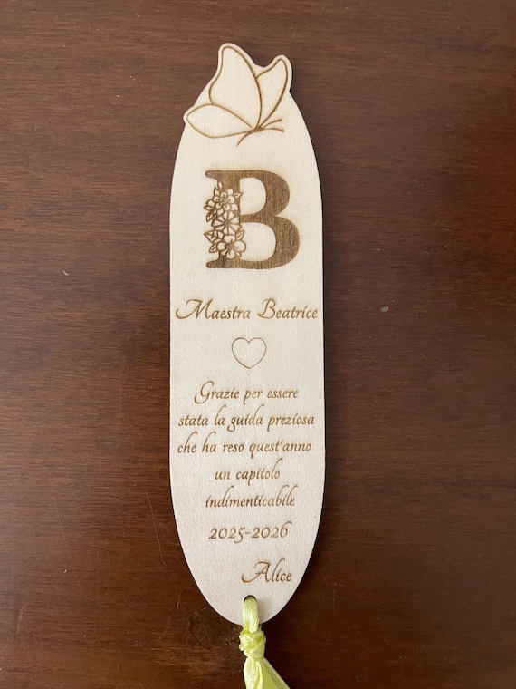 Personalized Teacher Bookmark with Dedication