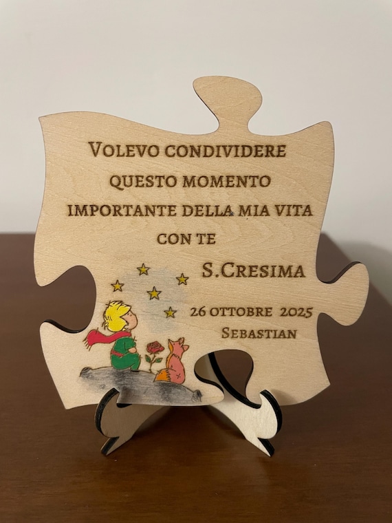 Mini wooden confirmation favor 10x10 cm personalized with name and date • Easel included • Gift idea