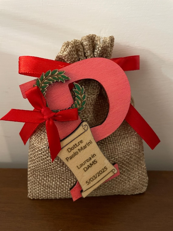 Graduation Favors - Personalized Wooden Magnets with "Initial and Laurel"