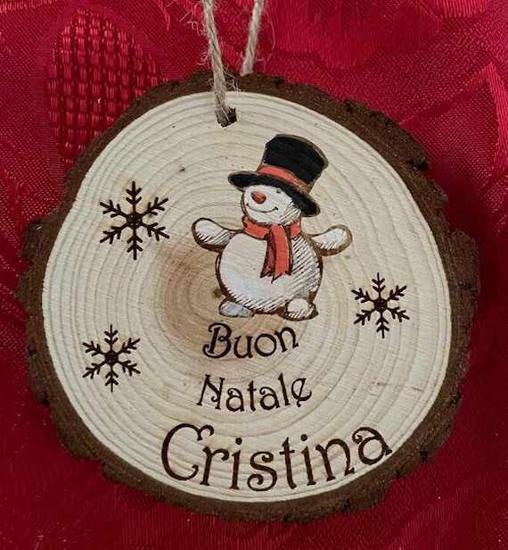 Personalized laser-cut and hand-painted Christmas log