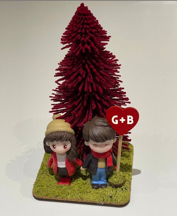 Mini handcrafted Christmas village customizable with initials