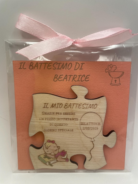 Baptism Favors for Girls or Boys - Personalized Wooden Magnets (Bag)