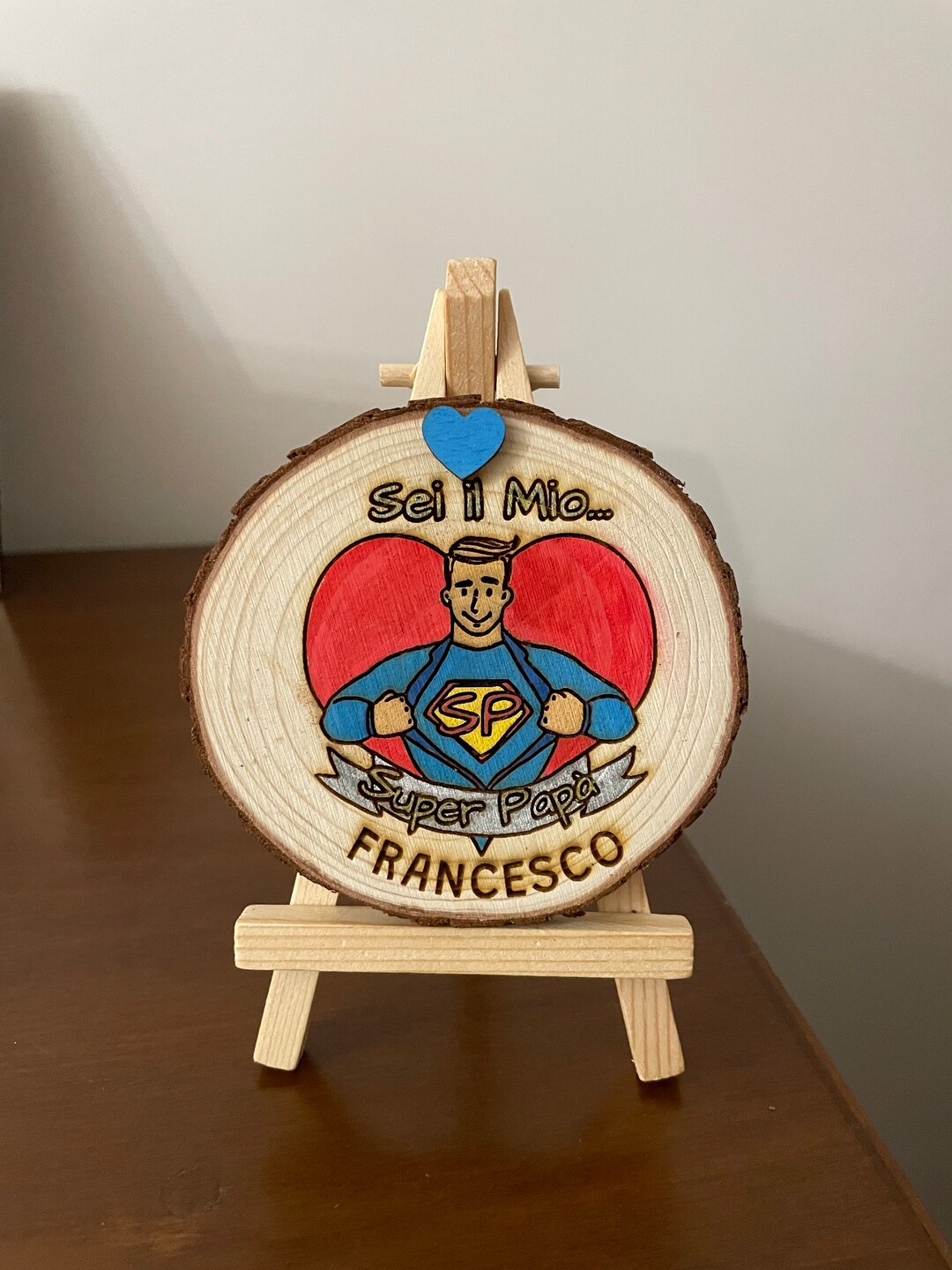 Handcrafted Laser Engraved and Hand Painted Wooden Log father's Day