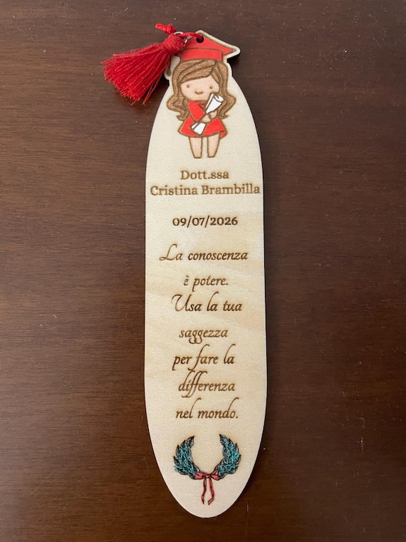 Graduation favors - Personalized bookmarks with dedication