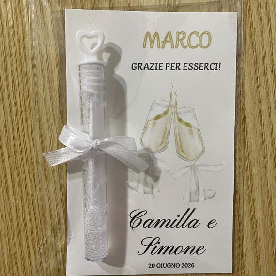 Wedding Bubbles – Personalized Place Card + Organza Bag