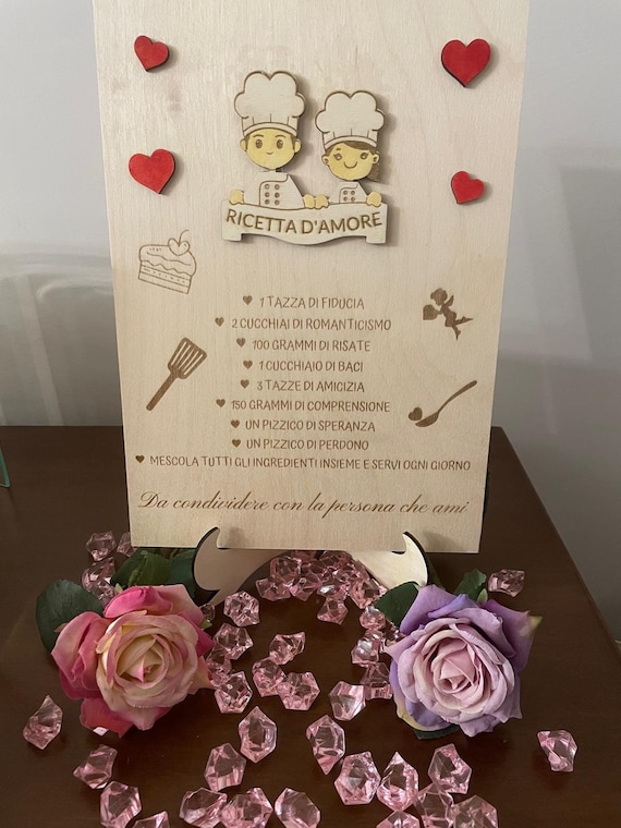 Handmade wooden plaque for lovers_ Love recipe (Valentine's Day gift idea)