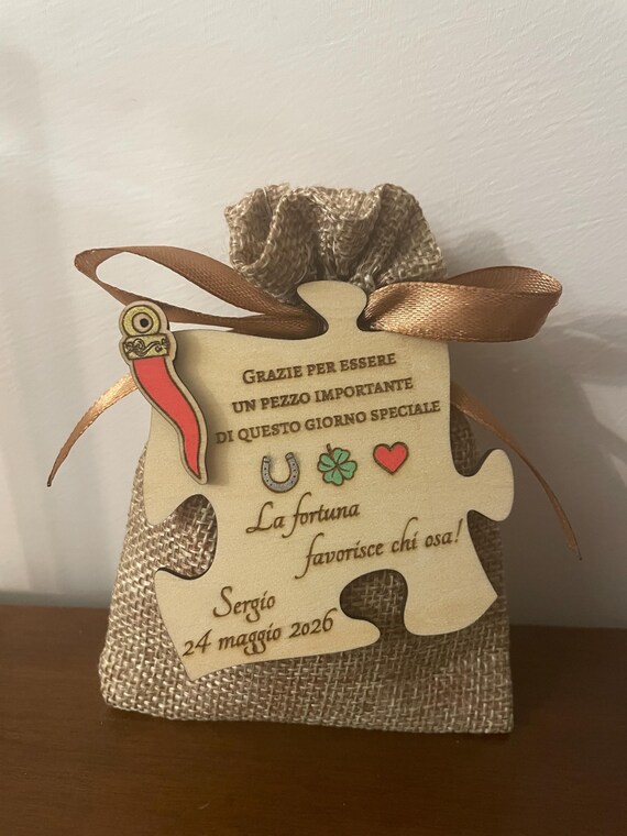 Lucky Puzzle Party Favors - Personalized Wooden Magnets